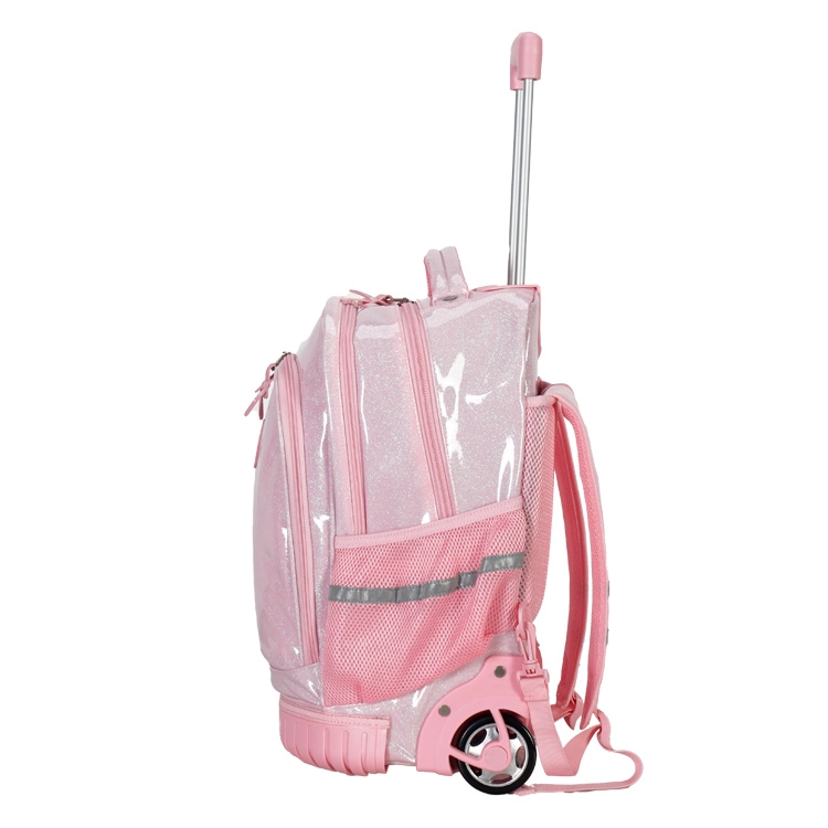 Mochila Escolar Elf 2026 2 Divisiones Rosa con Carro Art.I6463A